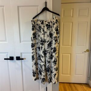 Floral Black and White Women's Pants